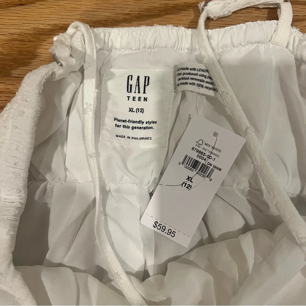 NWT GAP Teen White Tiered Midi Dress XL (12)